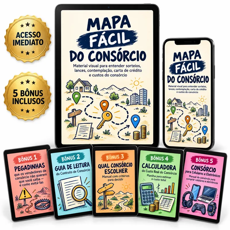 Mapa Fácil do Consórcio com páginas internas e 5 bônus